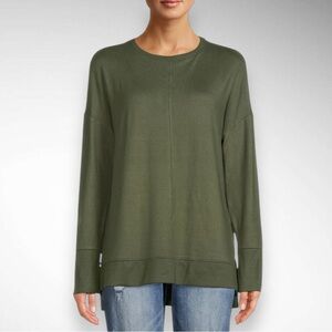 TIME AND TRU Olive Green‎ Crewneck Hacci Knit Oversized Sweater Small | EUC